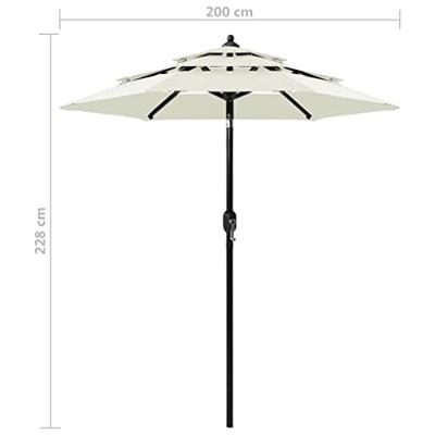 VidaXL Parasol 3-laags met aluminium paal 2 m zandkleurig
