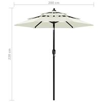 Parasol 3-laags met aluminium paal 2 m zandkleurig - thumbnail