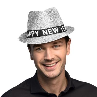 Hoed Sparkling Zilver &apos;Happy New Year&apos;