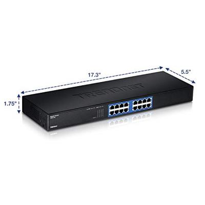 Trendnet, TEG-S16D, Gigabit GREENnet, switch, ongebeheerd, 10/100/1000 Mbps, desktop-switch, 802.p QoS, wit 16-voudig. 16-Port zwart
