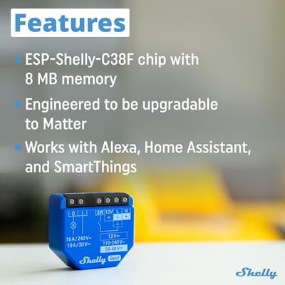 Shelly Shelly 1 Gen 3 Schakelactor Bluetooth, WiFi Shelly Shelly 1 Gen 3 Schakelactor Bluetooth, WiFi