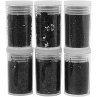 Creativ Company Glitter en pailletten, zwart, 6x5 gr/ 1 doos - thumbnail