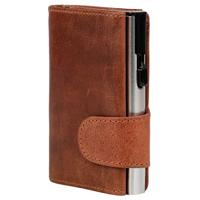 Juscha JU-962508 Pasjeshouder Clicksafe RFID Buffelleer COGNA/ZI 8 Pas Met Opbergvak Voor Muntgeld - thumbnail