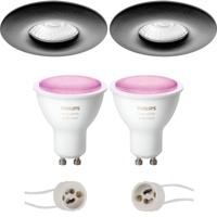 Pragmi Luno Pro - Waterdicht IP65 - Inbouw Rond - Mat Zwart - Ø82mm - Philips Hue - LED Spot Set GU10 - White and Color Ambiance - Bluetooth - thumbnail