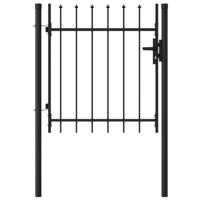 VidaXL Poort met puntige bovenkant enkel 1x1 m staal zwart - thumbnail