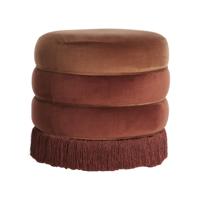 Light & Living Poef 'Tacitu' Velvet, kleur Bordeaux - thumbnail