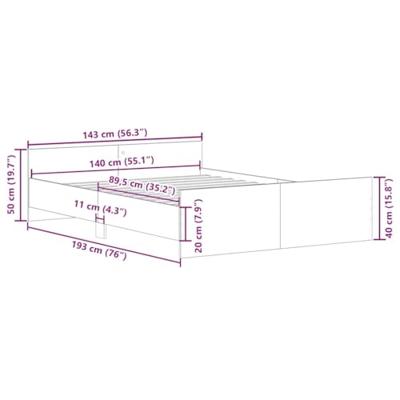 Bedframe met hoofd- en voeteneinde betongrijs 140x190 cm
