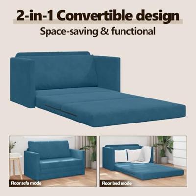 Slaapbank 110cm Blauw Fluweel