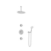 Hotbath Buddy - Inbouw Regendoucheset - 2 Stopkranen - Thermostatisch - Plafondbuis 15 cm - Hoofddouche 300 mm - Ronde Handdouche 3 Standen - Waterbesparend - V01 - thumbnail