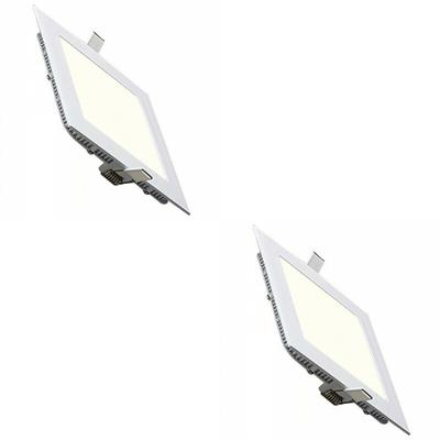 LED Downlight Slim 2 Pack - Inbouw Vierkant 3W - Natuurlijk Wit 4200K - Mat Wit Aluminium - 89mm