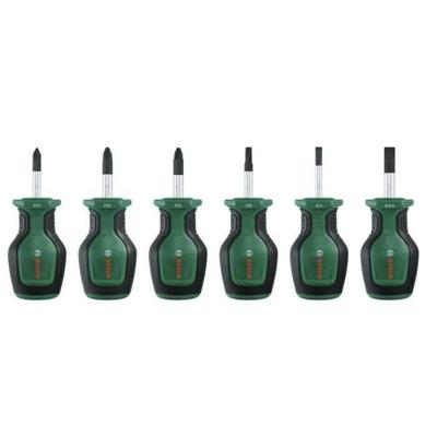 Bosch Groen Stubby screwdriver set 6-piece (Schroevendraaierset kort 28mm 6 stuks: PH1, PH2, PZ2, TX20, SL4, SL6,5) - 1600A032UK - thumbnail