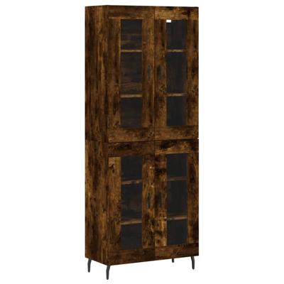 Hoge kast 69,5x34x180 cm bewerkt hout gerookt eikenkleurig