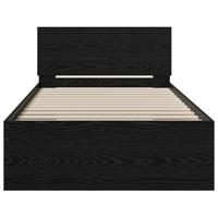 Bedframe met hoofdeinde Zwart eiken 90 x 190 cm Bewerkt hout - thumbnail
