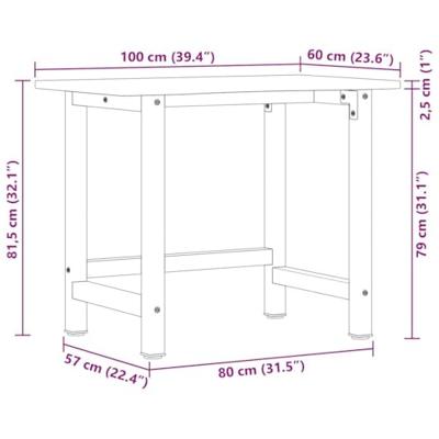 Werkbank 100x60x81,5 cm massief eikenhout lichtbruin