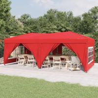 Partytent inklapbaar met zijwanden 3x6 m rood - thumbnail