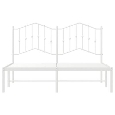 Bedframe met hoofdbord metaal wit 135x190 cm