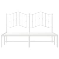 Bedframe met hoofdbord metaal wit 135x190 cm - thumbnail