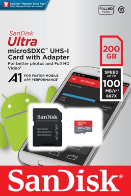 SanDisk Ultra MicroSDXC UHS-I Kaart SDSQUAR-200G-GN6MA - 200GB