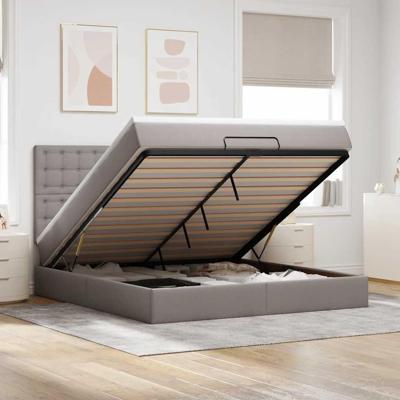 Ottoman bed met matras 180x200cm stof lichtgrijs - thumbnail