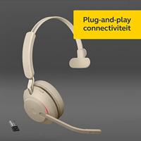 Evolve2 65 MS Mono Beige - Bluetooth Headset - op oor - omkeerbaar - Bluetooth - draadloos - USB-A - thumbnail