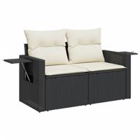 10-delige Loungeset met kussens poly rattan zwart - thumbnail
