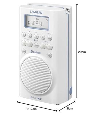 Sangean H205 Badradio DAB+, VHF (FM) Bluetooth Waterdicht Wit