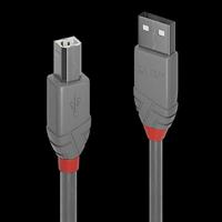 LINDY USB-kabel USB 2.0 USB-A stekker, USB-B stekker 2.00 m Grijs 36683 - thumbnail
