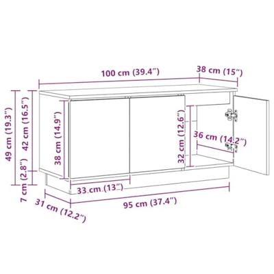 TV-meubel met LED Grijs sonoma 100 x 38 x 49 cm Bewerkt hout
