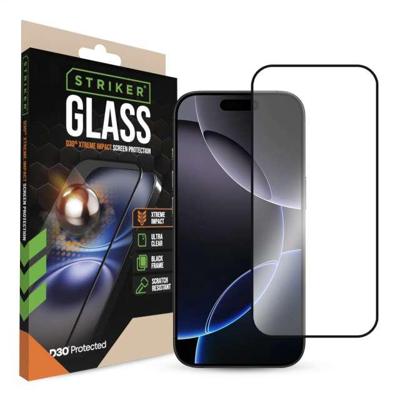 Striker D3O Xtreme Impact Glass Screen Protector - Black Frame - Apple iPhone 16 Pro Max Striker D3O Xtreme Impact Glass Screen Protector - Black Frame - Apple iPhone 16 Pro Max