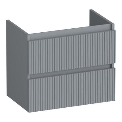 Brauer Joy Wavy - Onderkast Ondiep - 60 cm - met 2 Softclose Lades Greeploos en 1 Sifon Uitsparing - Mat Grijs