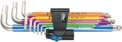 Wera 3950/9 Hex-Plus Multicolour HF Stainless 1 stiftsleutelset | metrisch | RVS | met vasthoudfunctie | 9-delig - 05022699001
