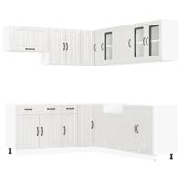 11-delige Keukenkastenset Lucca bewerkt hout glanzend wit - thumbnail