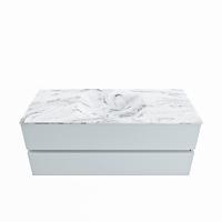 MONDIAZ VICA-DLUX 120cm badmeubel onderkast Clay 2 lades. Inbouw wastafel CLOUD midden 1 kraangat, kleur Glace. - thumbnail
