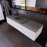 Badkamermeubelset Mondiaz Erin 150 cm met 1 Lade met RIDGE Wastafel Midden Dark grey Zonder Kraangaten Greeploos Mat Carrara - thumbnail