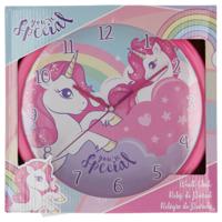 Unicorn wandklok 25 cm roze - thumbnail