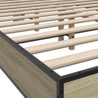Bedframe bewerkt hout metaal sonoma eikenkleurig 90x190 cm - thumbnail