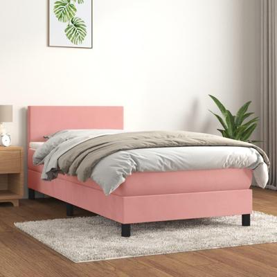 Boxspring met matras fluweel roze 80x200 cm