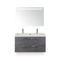 Seville Badmeubelset 100 cm - Beton Antraciet - Wastafel Djazz 2 kraangaten - met Sence Spiegel - thumbnail