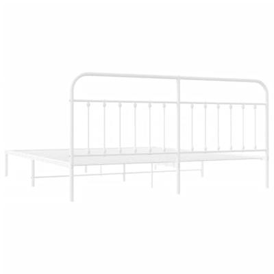 Bedframe met hoofdbord metaal wit 200x200 cm - thumbnail