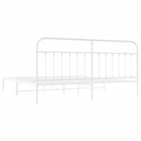 Bedframe met hoofdbord metaal wit 200x200 cm - thumbnail