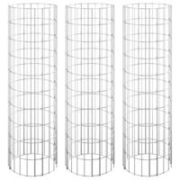 VidaXL Gabion plantenbakken 3 st rond verhoogd ø30x100 cm staal - thumbnail