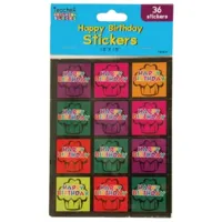 Stickers Happy Birthday 36 stuks | 48 stuks - thumbnail