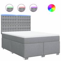 Boxspring met matras stof lichtgrijs 160x200 cm - thumbnail