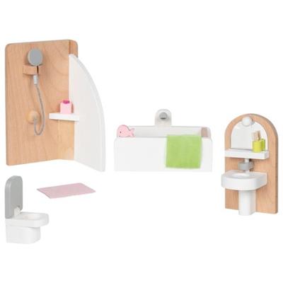 Goki houten poppenmeubels badkamer, 10dlg.