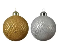 Kerstbal glas d8cm goud/zilver ass2 - thumbnail