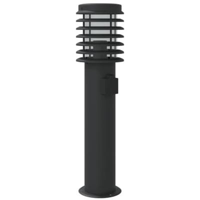VidaXL Buitenvloerlamp met stopcontact 60 cm roestvrijstaal zwart - thumbnail