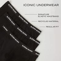 Bjorn Borg boxershorts cotton stretch 3-pack zwart - thumbnail
