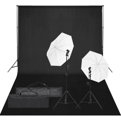 Fotostudioset met verlichtingsset en achtergrond