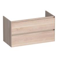 Brauer Inspire - Onderkast - 100 cm - met 2 Softclose Lades Greeploos en 1 Sifon Uitsparing - Lamellen Eiken Wit - thumbnail