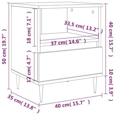 Nachtkastjes 2 st 40x35x50 cm bewerkt hout betongrijs Nachtkastjes 2 st 40x35x50 cm bewerkt hout betongrijs